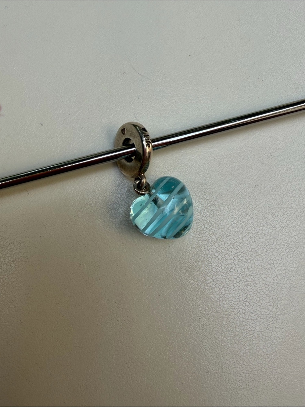Pandora Blue Ribbon Heart Dangle Charm